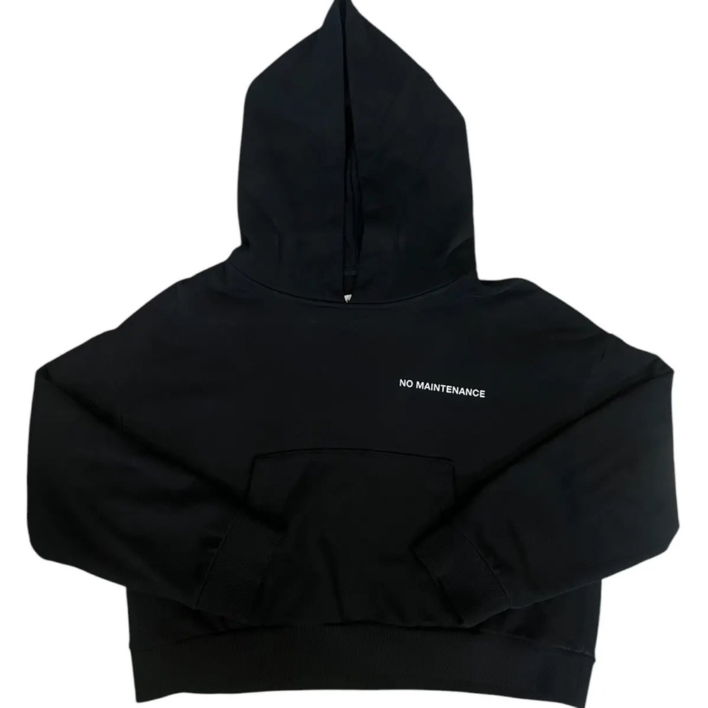 NO MAINTENANCE Black cropped hoodie